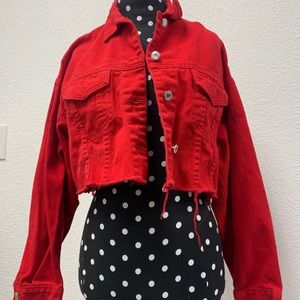 romwe red jean jacket